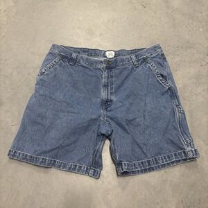LLBean‎ Men's Cargo Carpenter Jean Shorts Blue Size 42 Reg Medium Wash Y2K